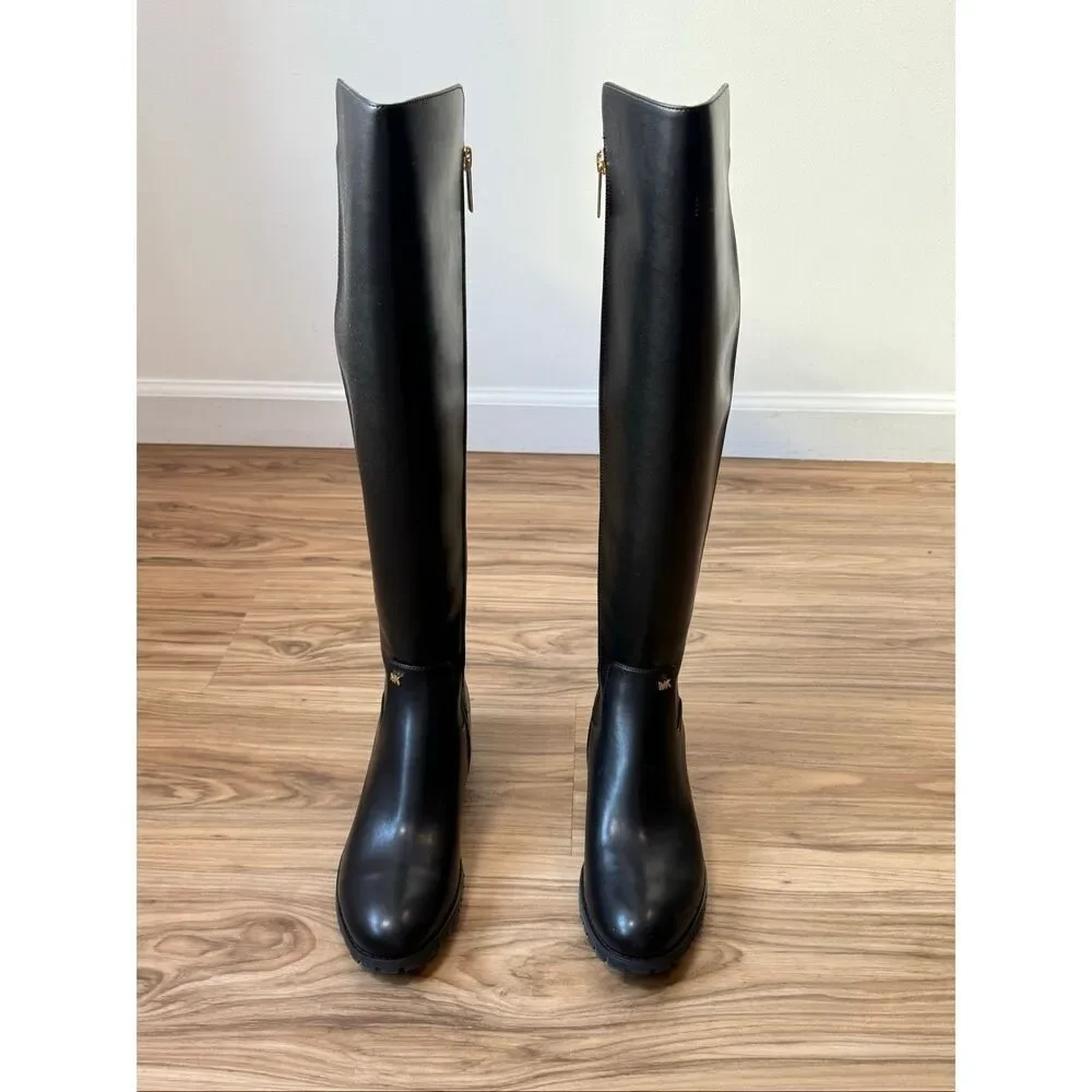 Michael Kors Outlet Britt Smooth Wide Calf Boot in Black 7M $325